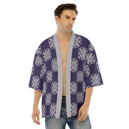Navy Haori Jacket for Men with Mon Pattern | Tengura Store