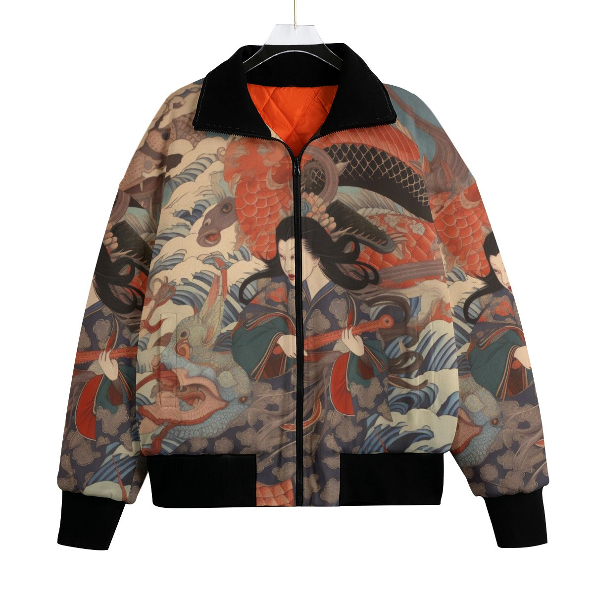 Jacke mit japanischem Koi- und Ozean-Motiv | Tengura Store