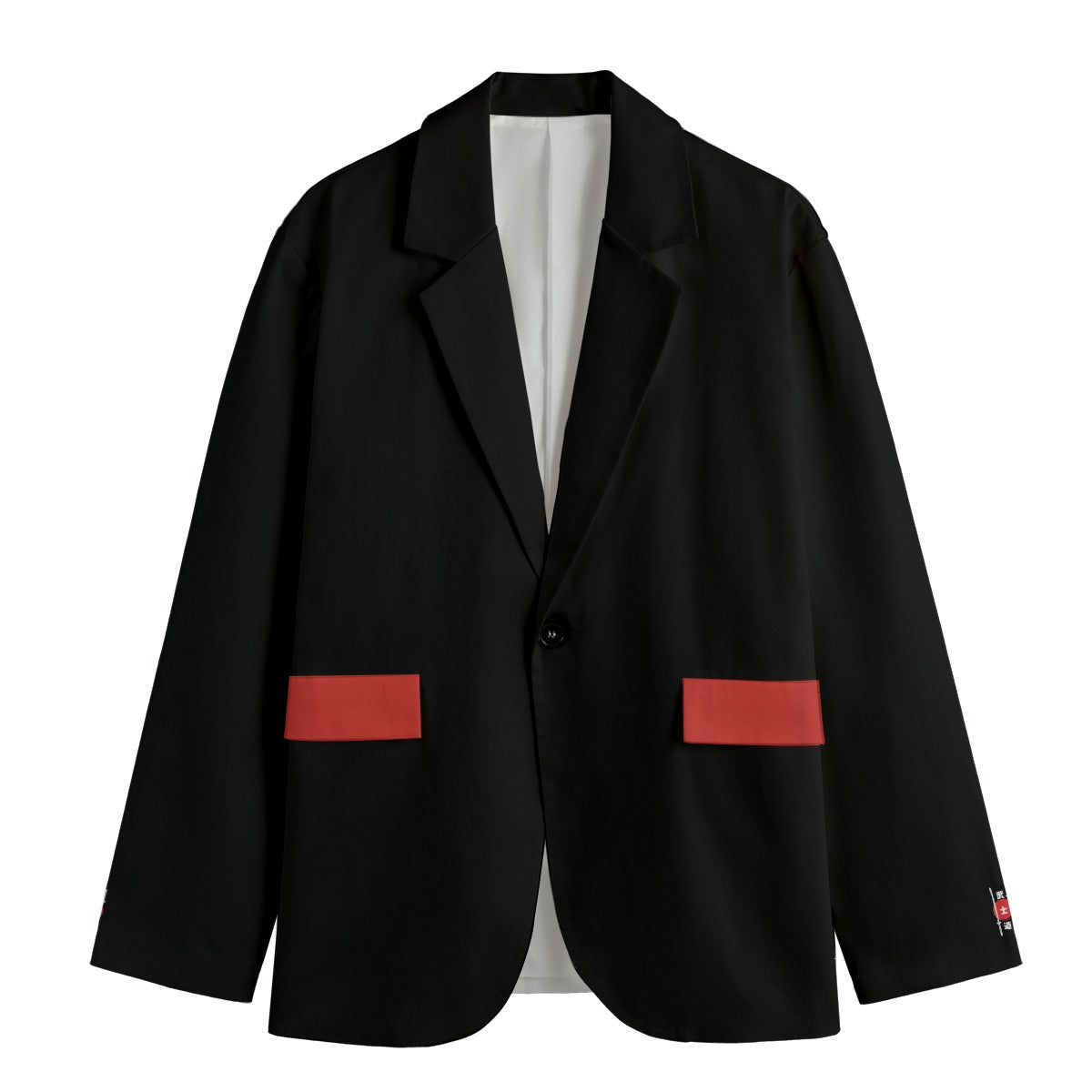 Men's Japanese Lapel Blazer| Rise of the Crane Sumi-e Graphic | 245GSM Cotton White | Tengura Store