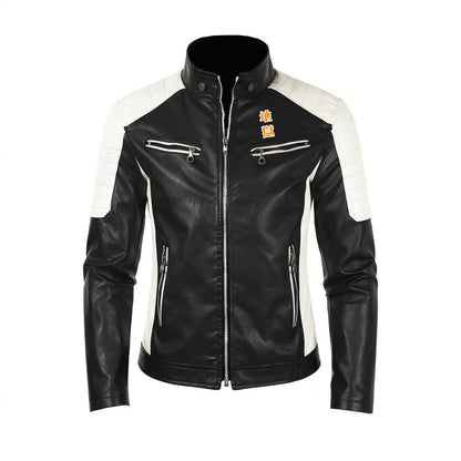 Oni Fire Demon Leather Jacket white | Tengura Store