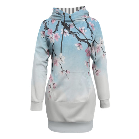 Japanese Sumie Sakura Hoodie | Blue Sky Pink Sakura White | Tengura Store