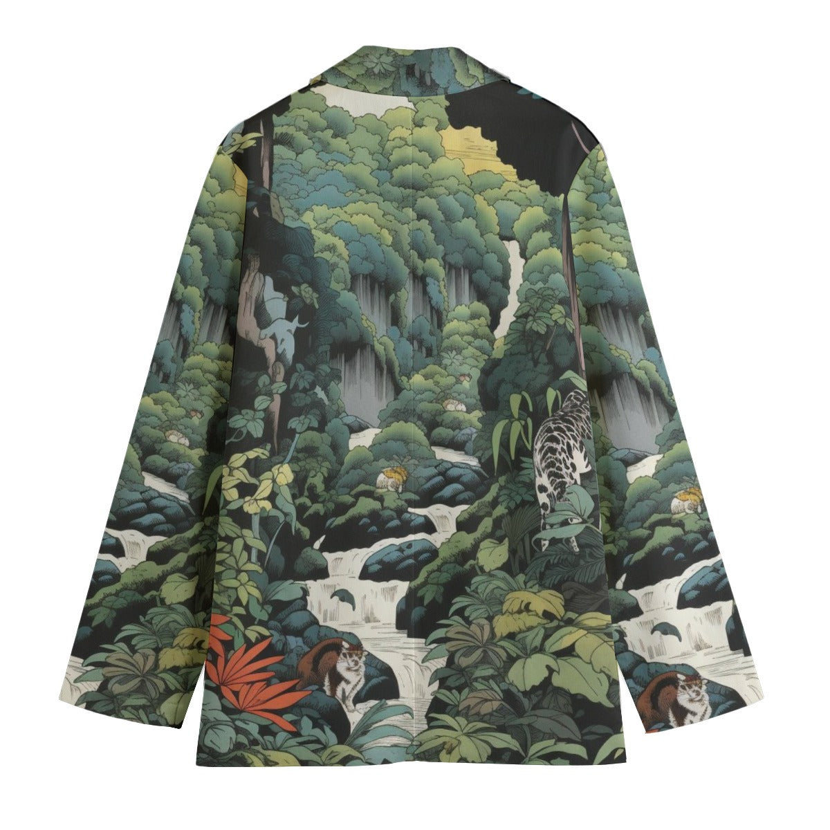 Japanese Jungle Blazer - Leopard & Tropical Forest Print Jacket