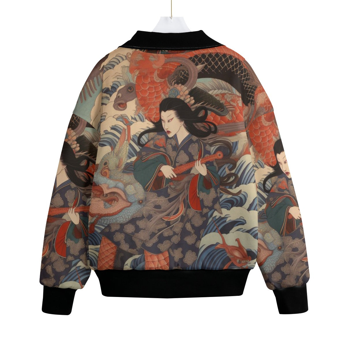 Jacke mit japanischem Koi- und Ozeanmotiv | Tengura Store