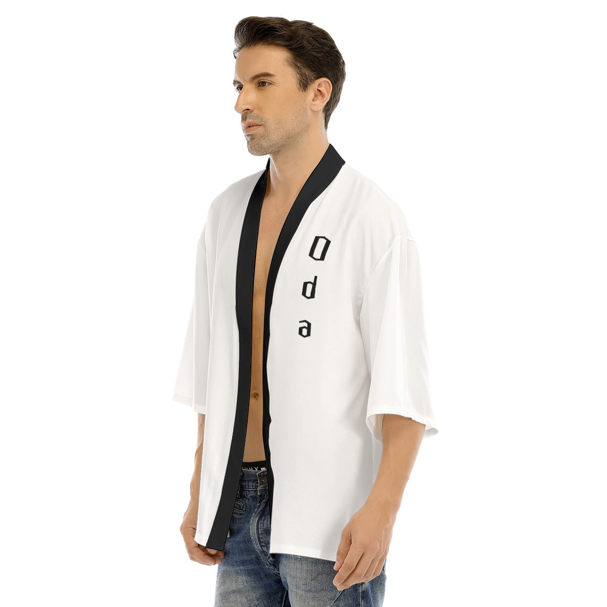 White Kimono Style Shirt Oda Clan Crest | Tengura Store