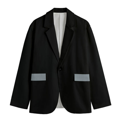 Elegant Men's Blazer with Lapels | Sumi-e Dragon | 245 gsm Cotton White | Tengura Store