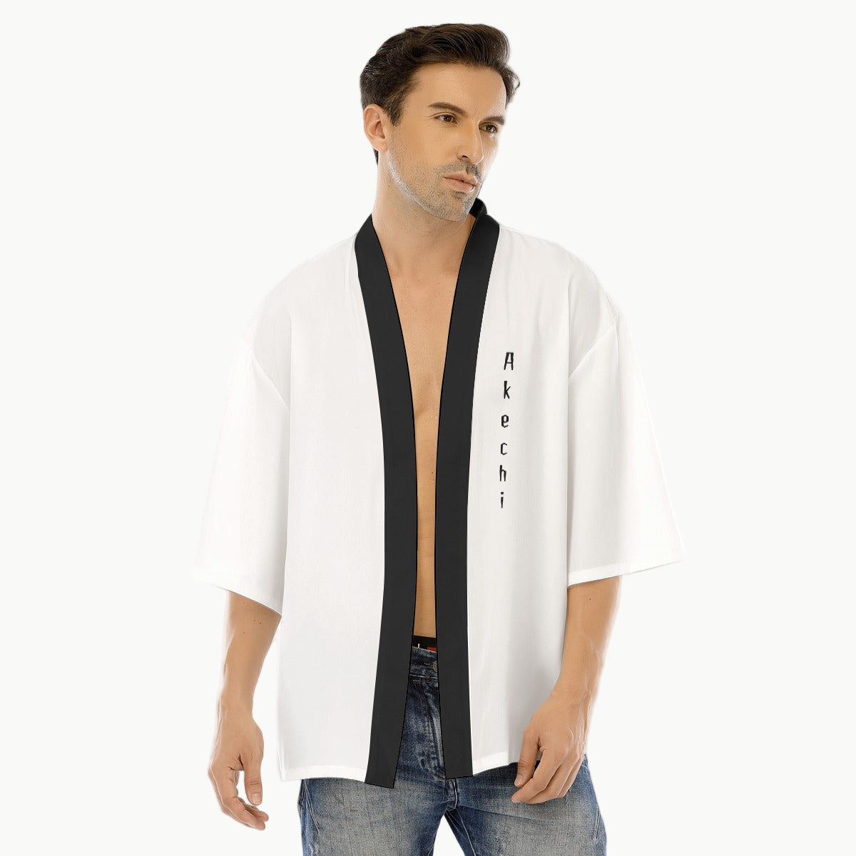 White Kimono Style Shirt Akechi Clan | Tengura Store