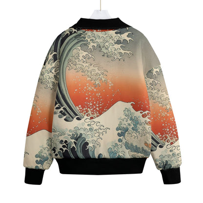 Japanese Sunset Wave Bomber Jacket