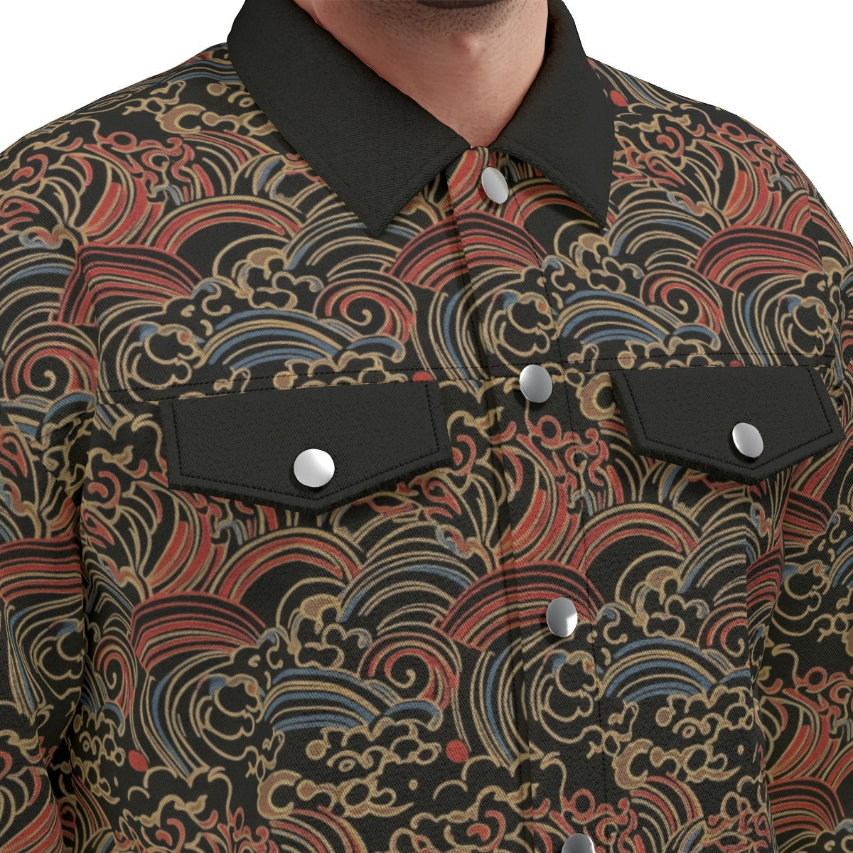 Ukiyoe Waves Pattern Jacket Japanese-Inspired | Tengura Store