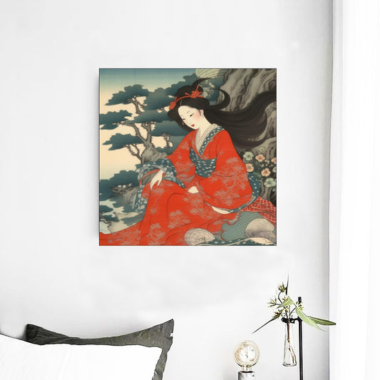Traditional Japanese Kimono Woman Art Canvas