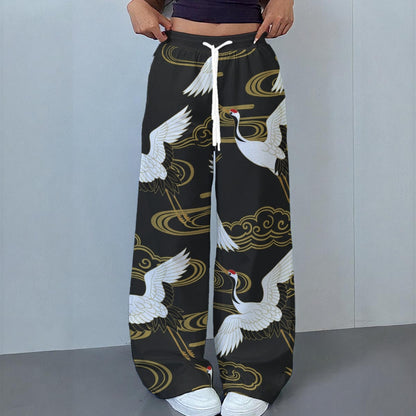 Black Crane Gold Cloud Japaense Wide Leg Casual Pants 6XL | Tengura Store