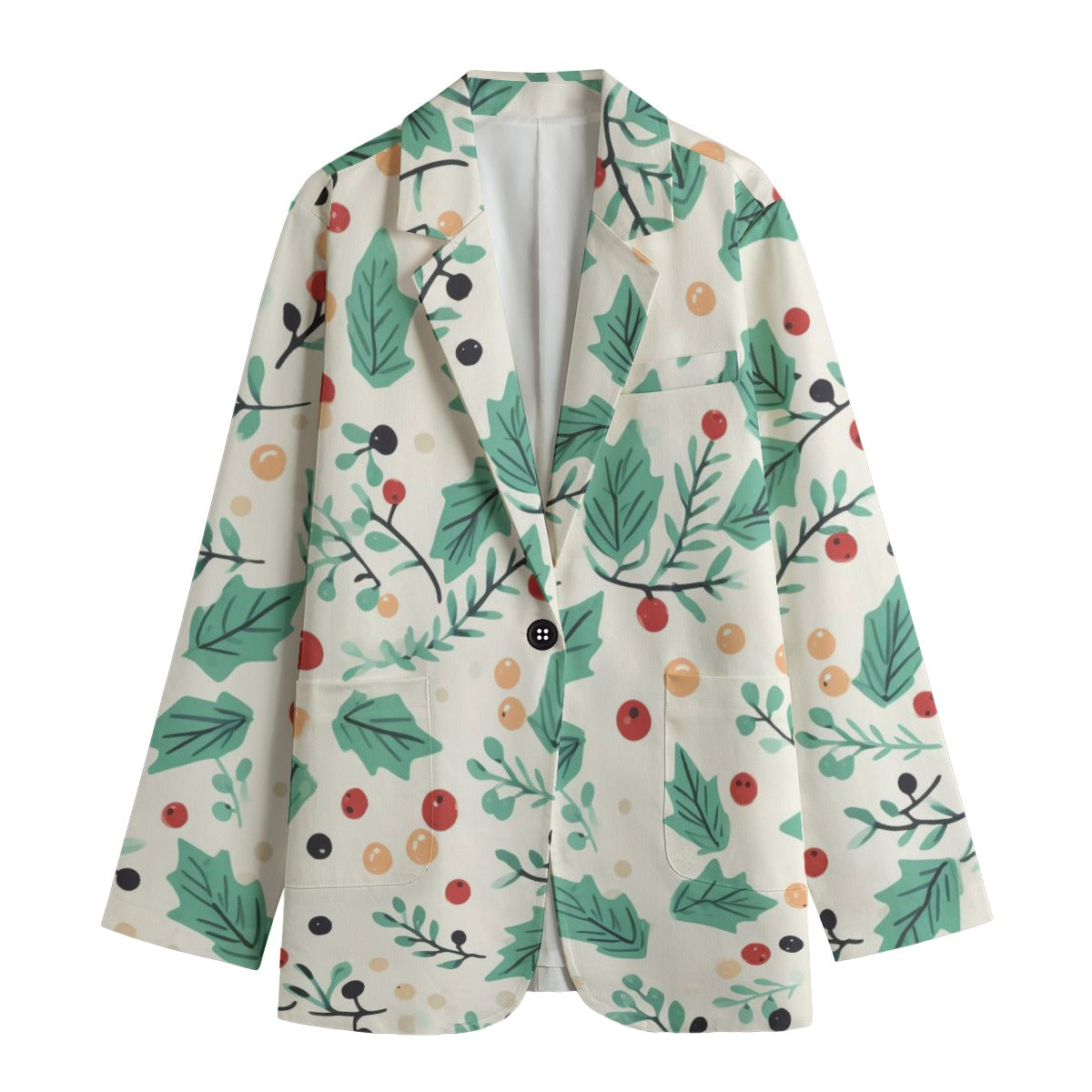 Blazer japonais pour femme à imprimé feuilles et baies, taille 5XL | Tengura Store