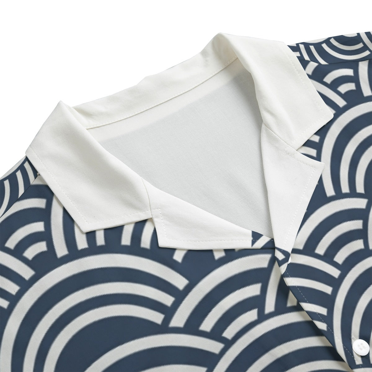 Seigaiha Wave Pattern Short Sleeve Shirt Traditional Japanese Ocean Motif | Tengura Store