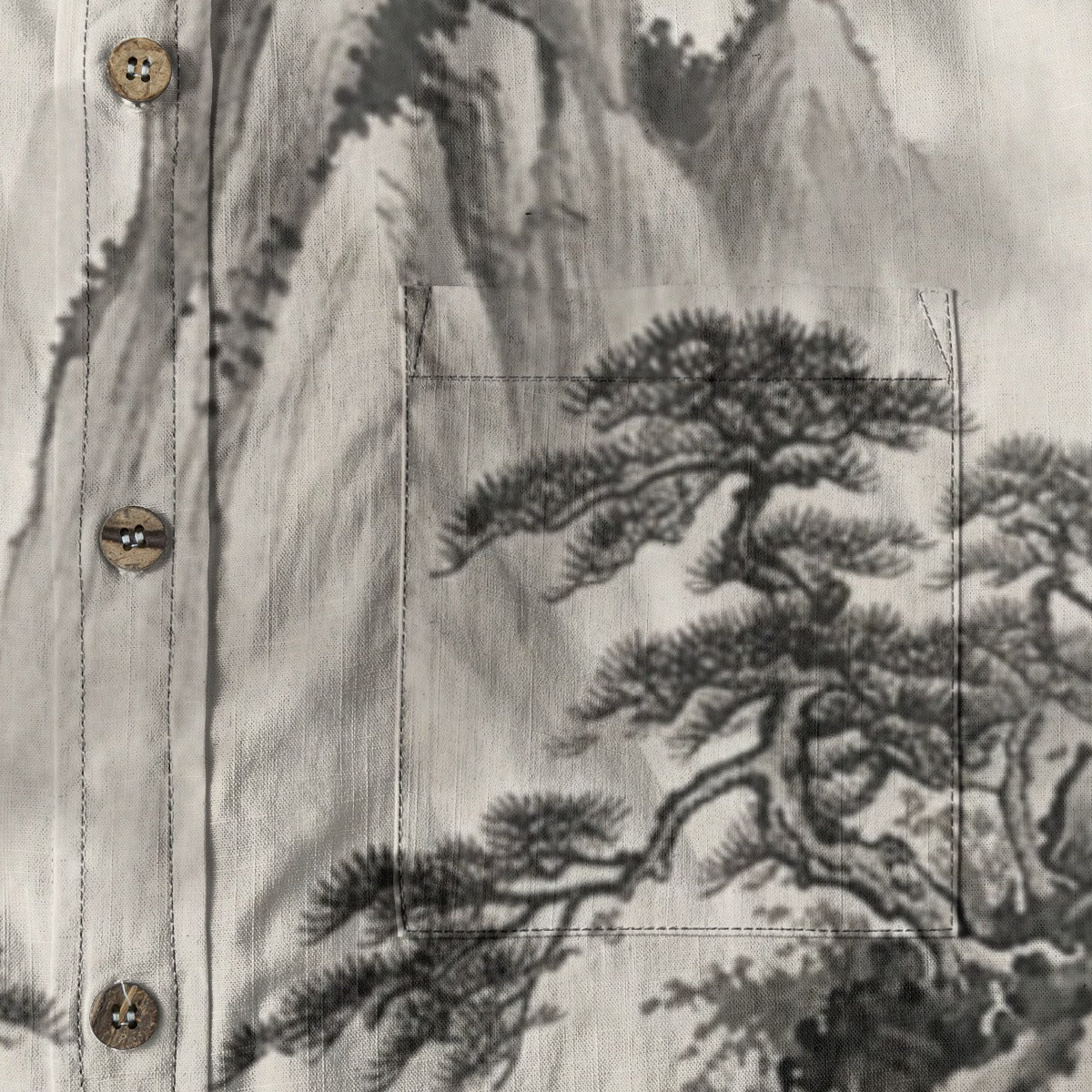 Japanese Sumi-e Shirt | Mountain Village| 140 gsm Cotton | Tengura Store