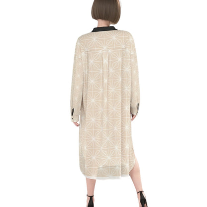 Shirt Dress Asanoha Beige Japanese Geometry | Tengura Store