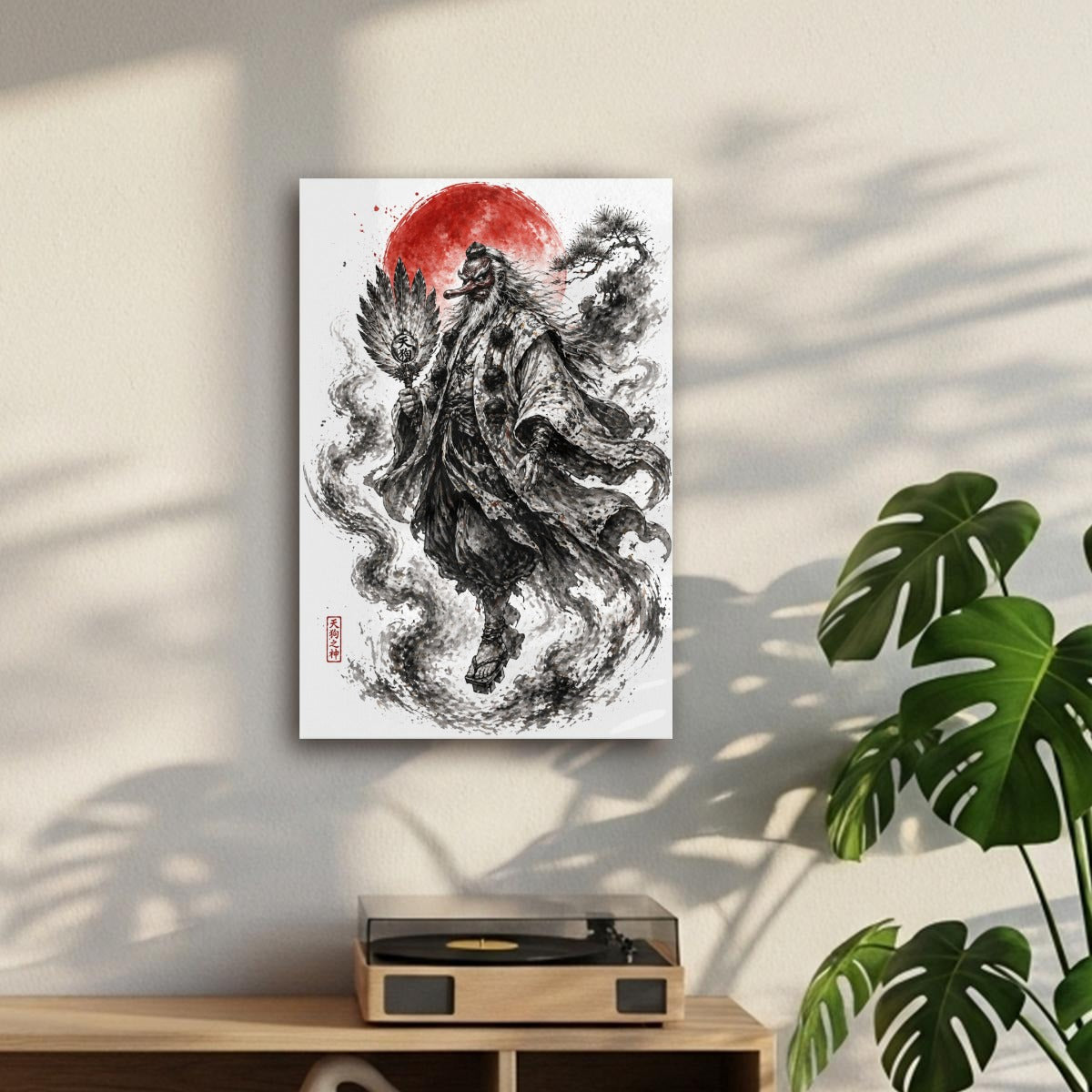 Tengu Mountain Spirit Sumi-e Canvas Print | Tengura Store