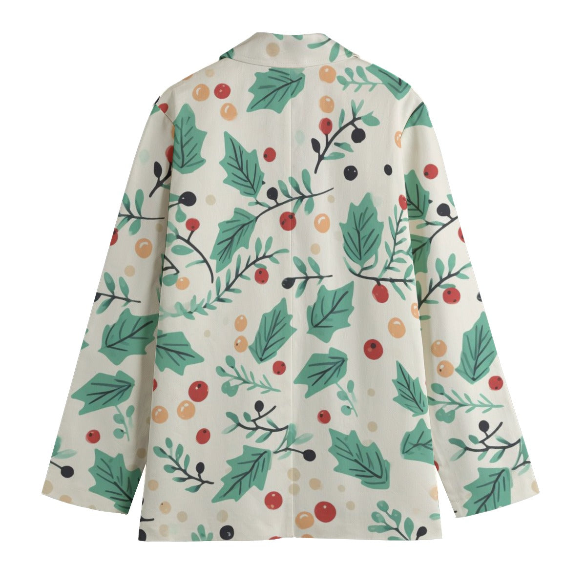 Veste blazer japonaise pour femme à imprimé feuilles et baies mélangées | Tengura Store