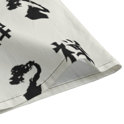 Zen Bonsai Cotton Long Sleeve Shirt Japanese Calligraphy and Minimalism | Tengura Store