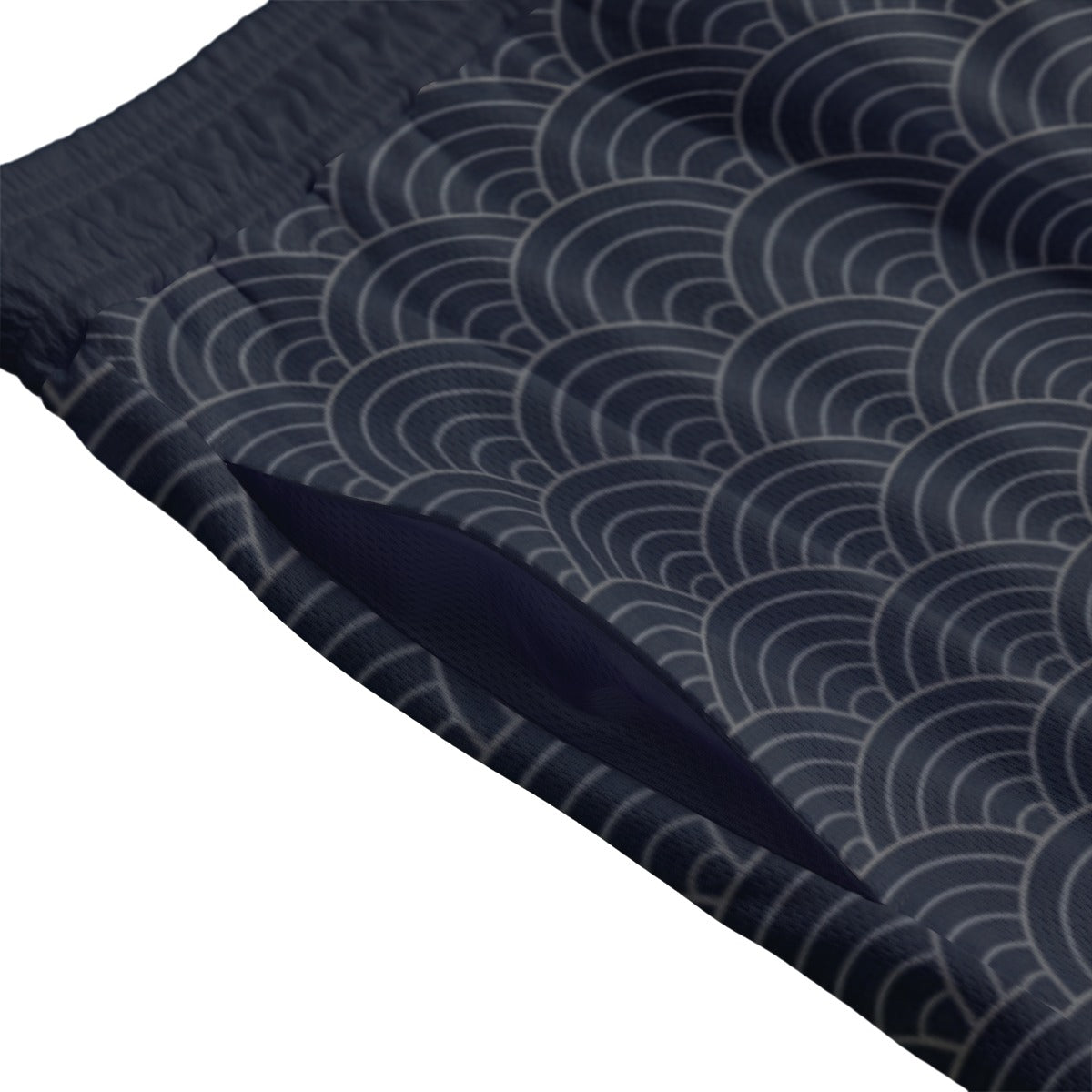 Navy Seigaiha Wave Pattern Japanese Shorts | Tengura Store