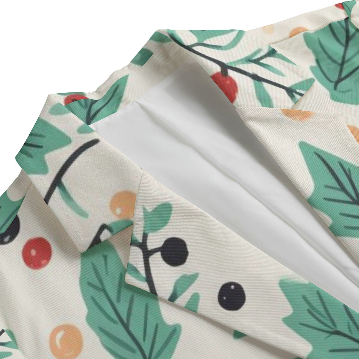 Veste blazer japonaise pour femme à imprimé feuilles et baies mélangées | Tengura Store