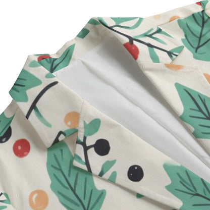 Veste blazer japonaise pour femme à imprimé feuilles et baies mélangées | Tengura Store