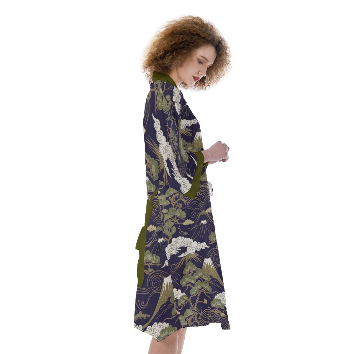 Mount Fuji Kimono Haori Green Trim | Tengura Store