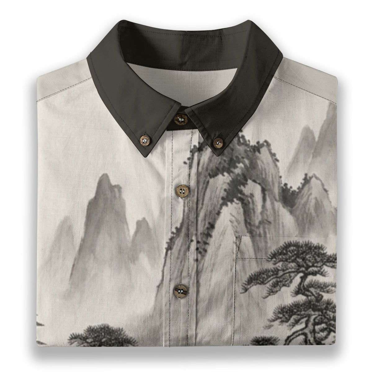 Japanese Sumi-e Shirt | Mountain Village| 140 gsm Cotton | Tengura Store