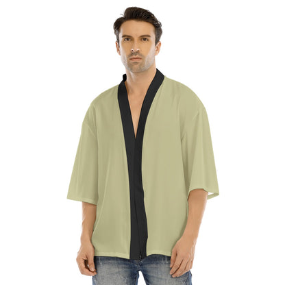 Sage Green Kimono Shirt with Traditional Mon Crest | Tengura Store