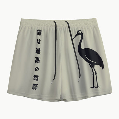 Crane Japanese Shorts - Symbol of Health and Longevity | Tengura Store