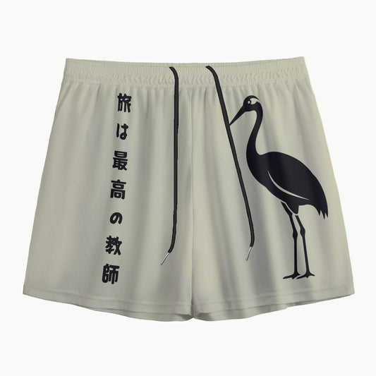 Crane Japanese Shorts - Symbol of Health and Longevity | Tengura Store