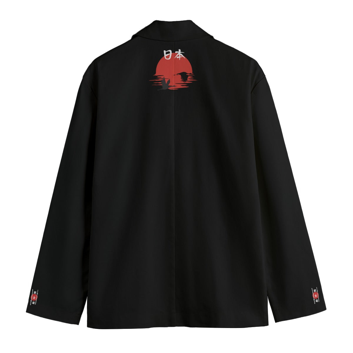 Men's Japanese Lapel Blazer| Rise of the Crane Sumi-e Graphic | 245GSM Cotton | Tengura Store