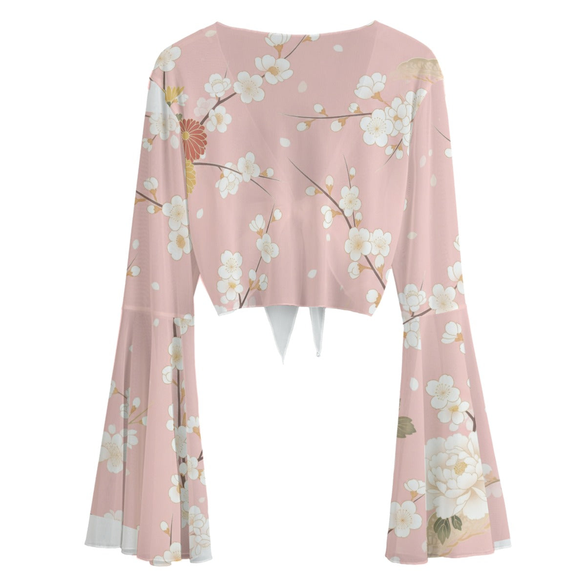 Pink Floral Crop Top with Tie Front Detail | Tengura Store