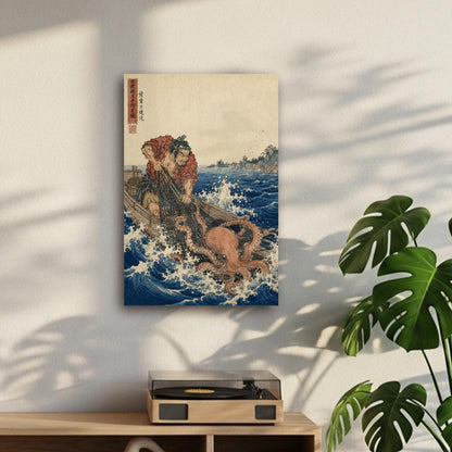Quadro Ukiyo-e Pescatore e Polpo