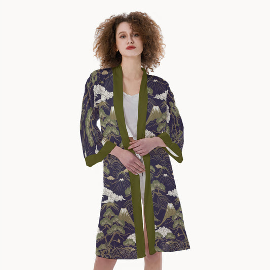 Mount Fuji Kimono Haori Green Trim | Tengura Store