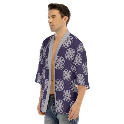 Navy Haori Jacket for Men with Mon Pattern | Tengura Store