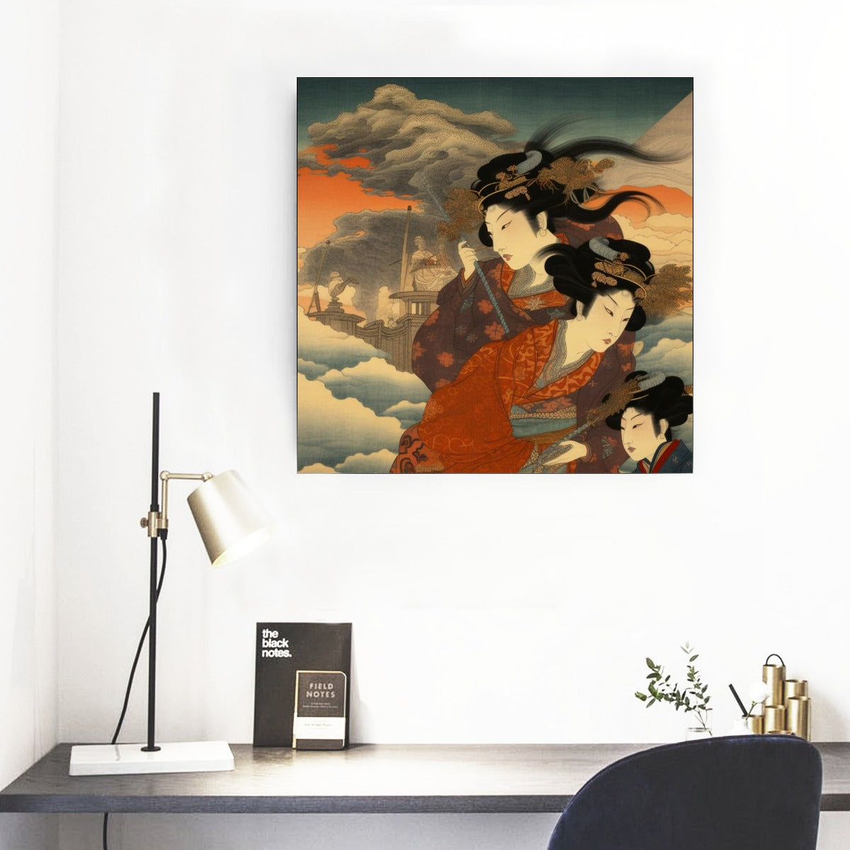 Toile avec illustration classique de dames de cour japonaises | Tengura Store
