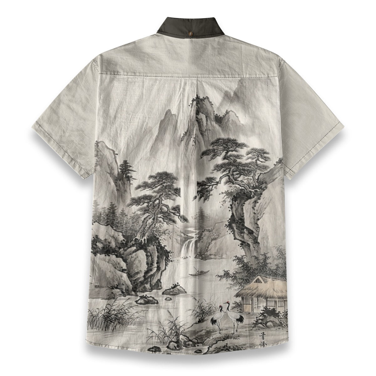 Japanese Sumi-e Shirt | Mountain Village| 140 gsm Cotton | Tengura Store