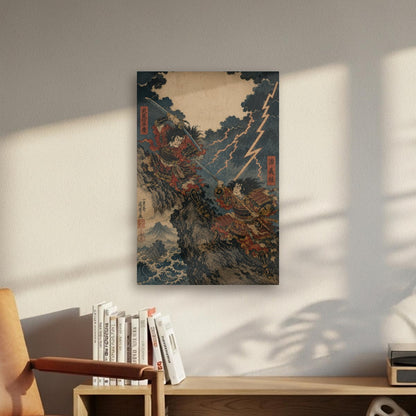 Quadro Duello di Samurai nella Tempesta