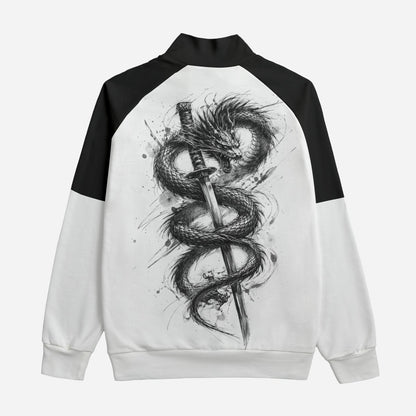 Dragon & Katana Zip-Up Bomber Jacket | Tengura Store