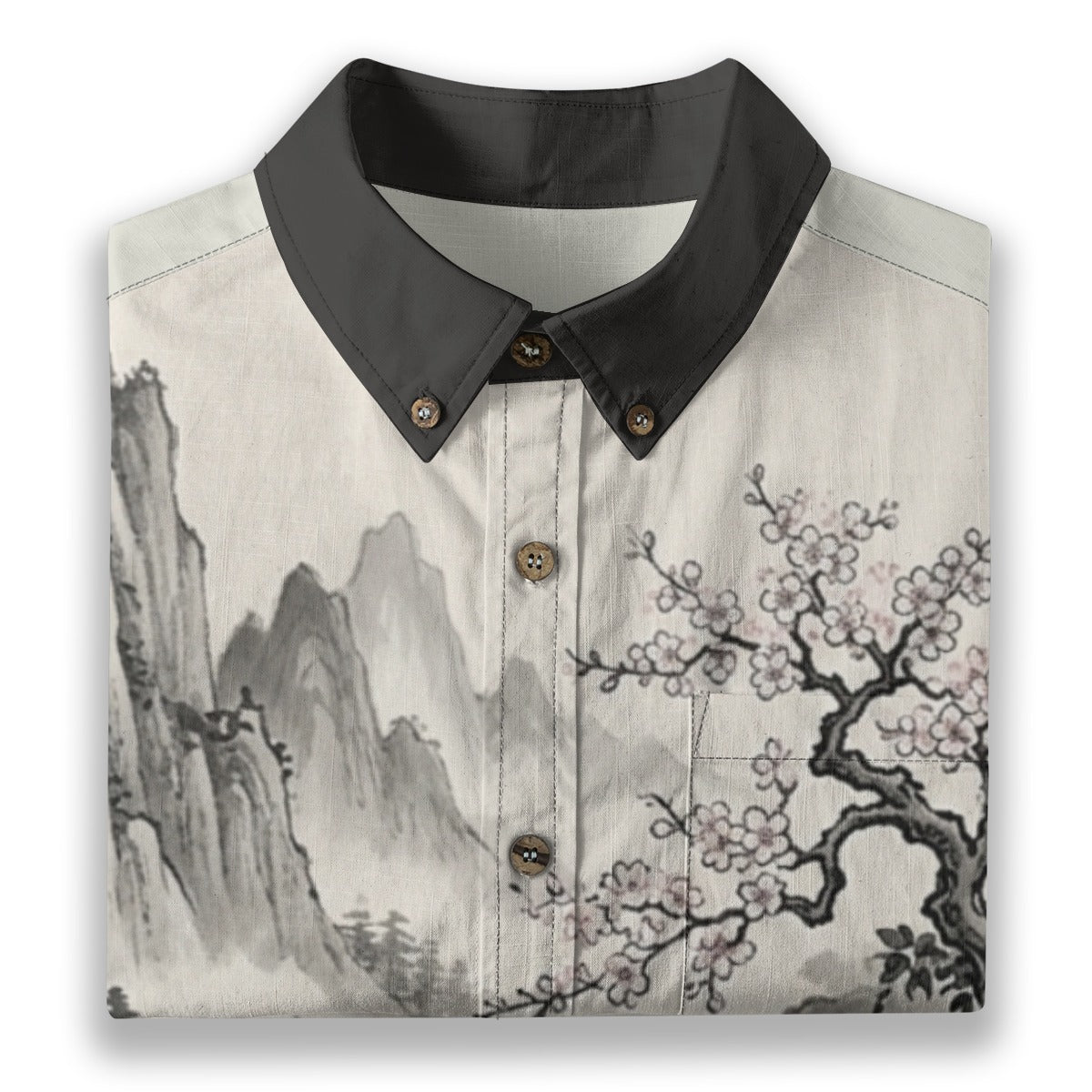 Japanese Sumi-e Shirt | Bridge and Koi Fish | 140 gsm Cotton | Tengura Store