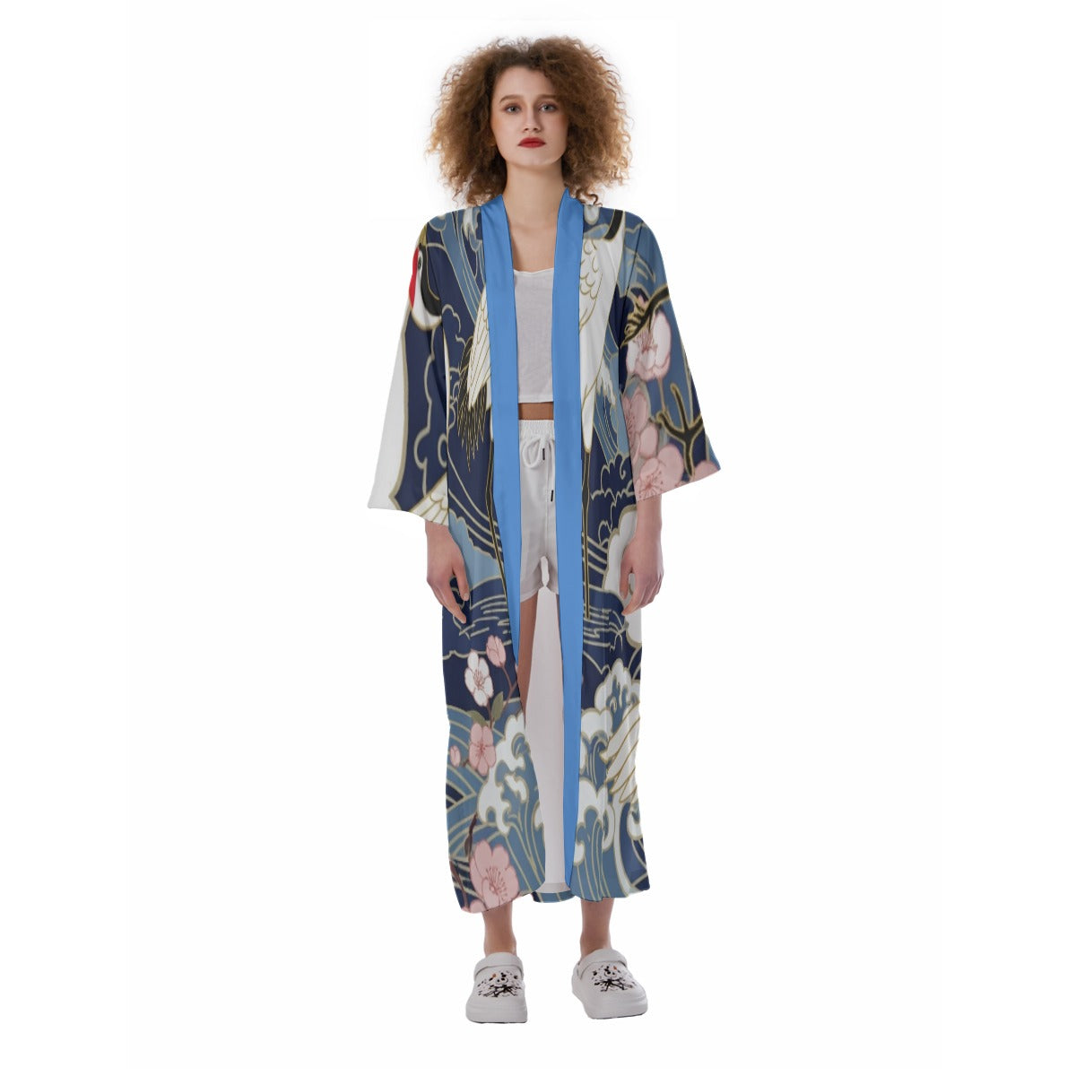 Long Wave Kimono Robe Hokusai Style | Tengura Store