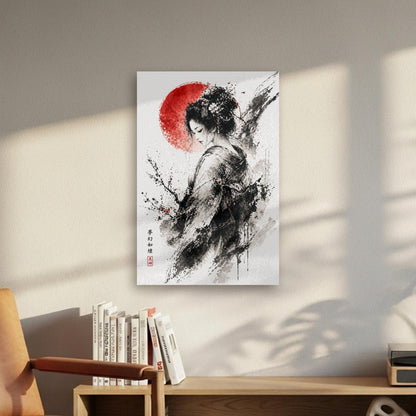 Dreaming Geisha Sumi-e Canvas Print | Tengura Store