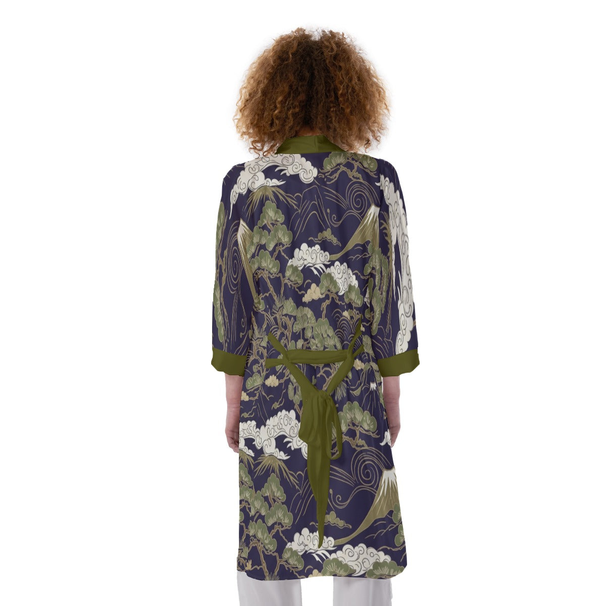 Mount Fuji Kimono Haori Green Trim | Tengura Store