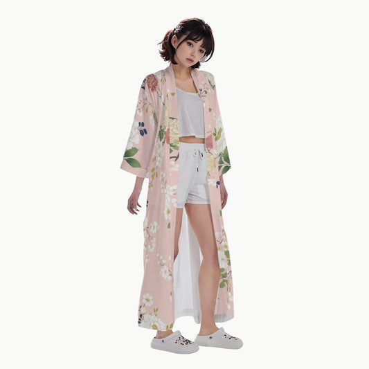 Pink Sakura Kimono Long Robe M | Tengura Store