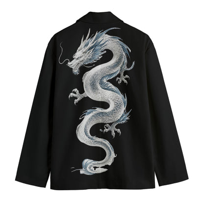 Elegant Men's Blazer with Lapels | Sumi-e Dragon | 245 gsm Cotton | Tengura Store