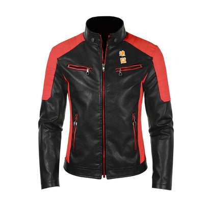 Oni Fire Demon Leather Jacket red | Tengura Store