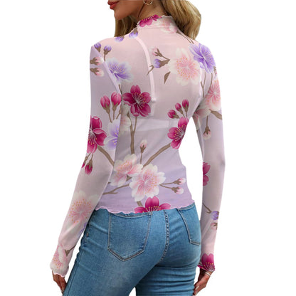 Pink Cherry Blossom - Japanese Long Sleeve Top | Tengura Store