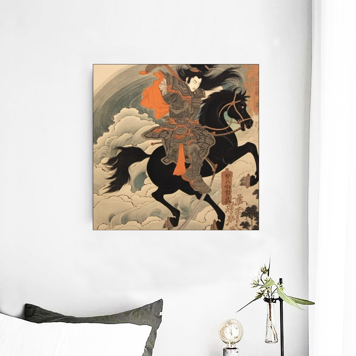 Décoration murale guerrier japonais féodal à cheval | Tengura Store