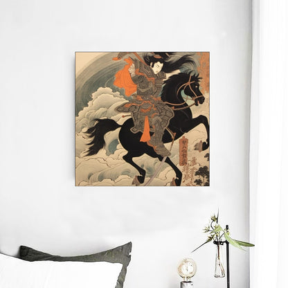 Décoration murale guerrier japonais féodal à cheval | Tengura Store