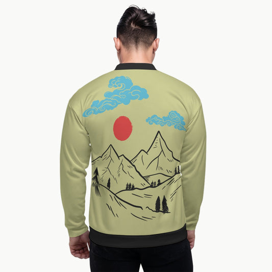 Olive Japanese Mountain Bomber Jacket with Red Sun 3XL | Tengura Store