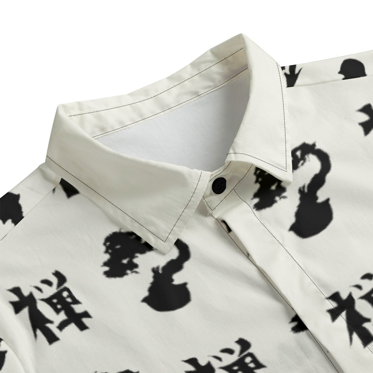 Zen Bonsai Cotton Long Sleeve Shirt Japanese Calligraphy and Minimalism | Tengura Store